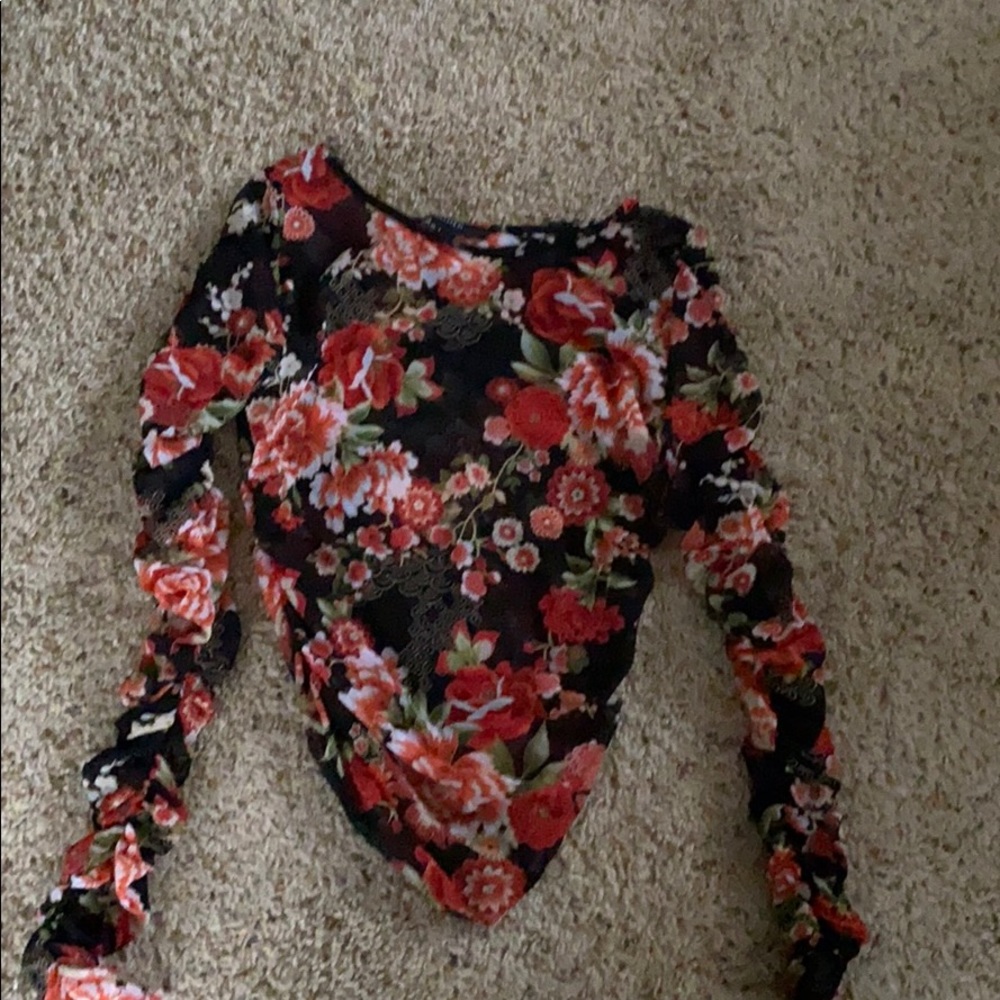 forever 21 flower mesh top